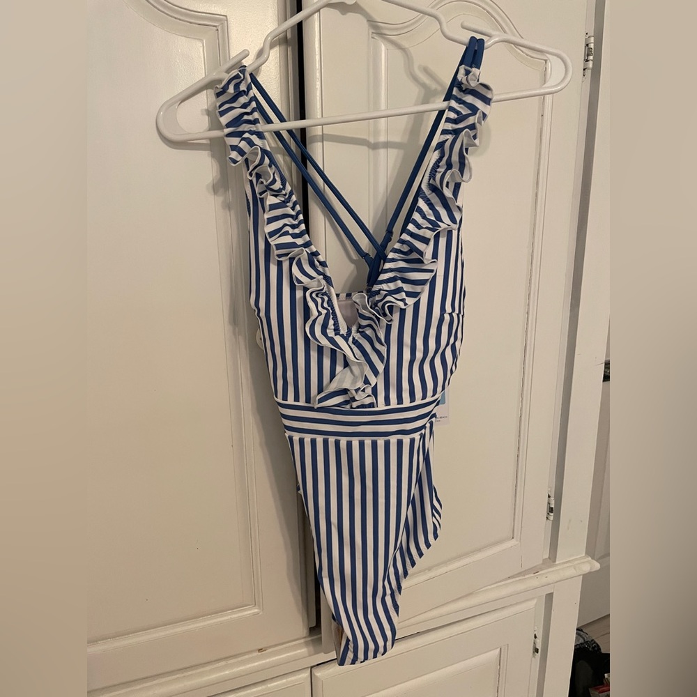 Cupshe Blue & White Striped Swimsuit